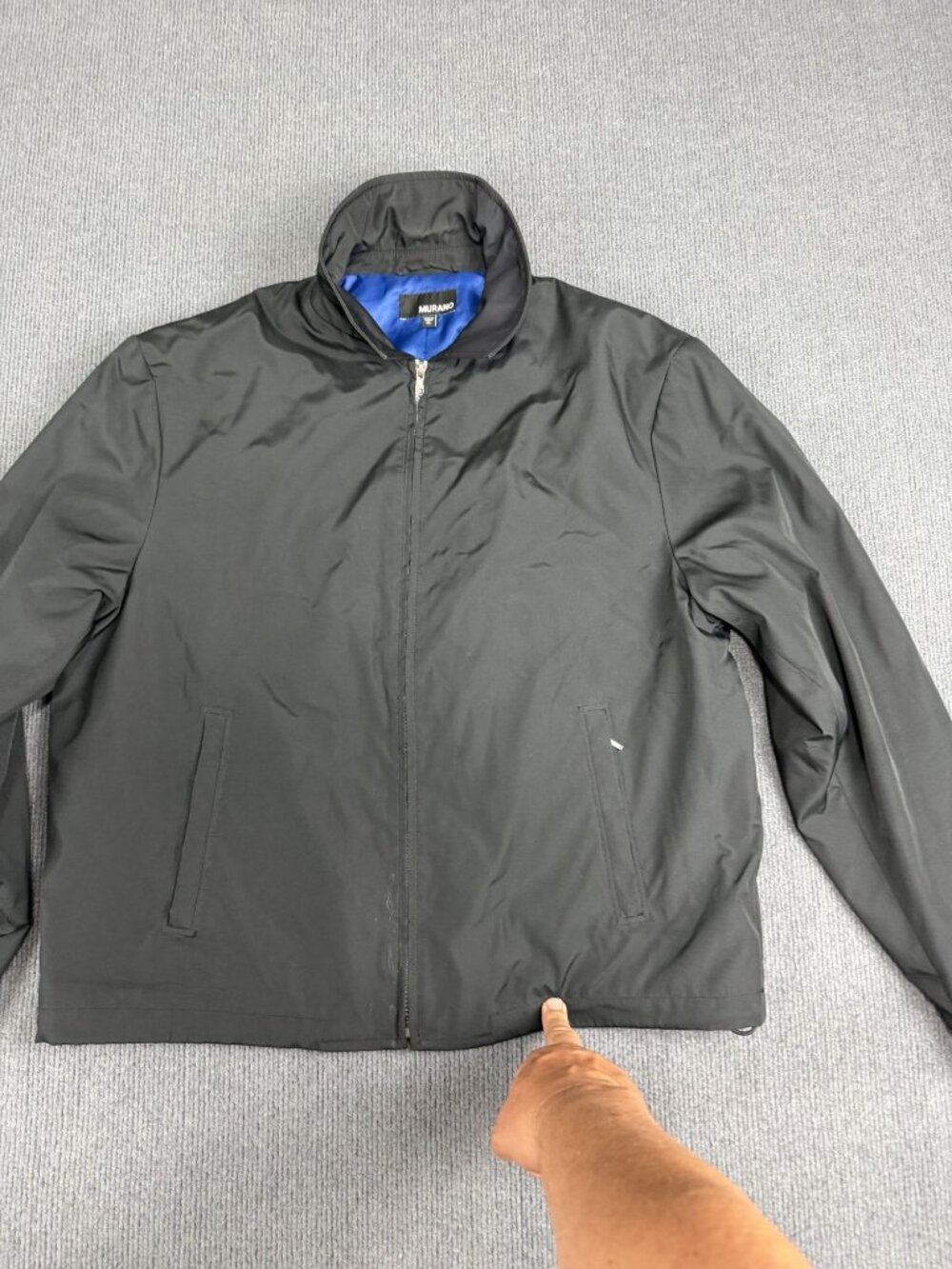 Murano Mens Black Full-Zip Blue-Lined Jacket XL